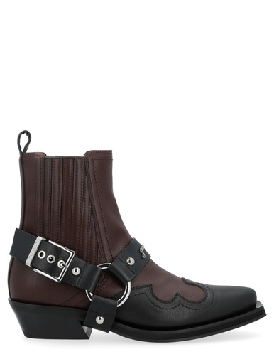 Boots Ganni Chelsea Western leather burgundy