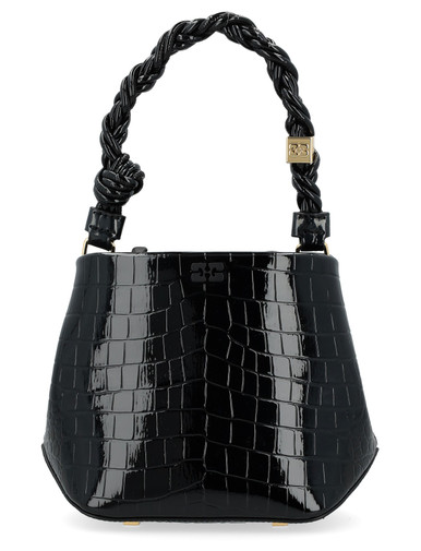 Bag Ganni Bou Bag in black croco leather