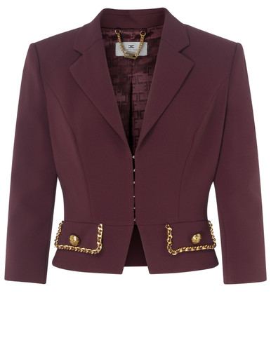 スーツ ELISABETTA FRANCHI SHORT JACKET GI16252E2 Elisabetta Franchi Linen Blend Gabardine Jacket