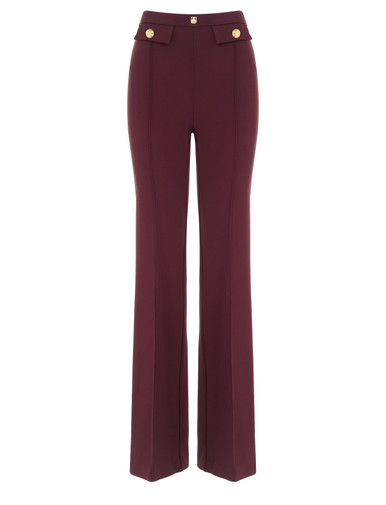 Pants Elisabetta Franchi palazzo pants in burgundy crepe