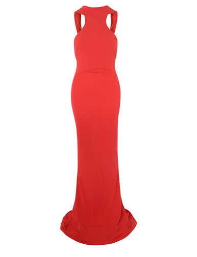 Red carpet dress Elisabetta Franchi red with back necklace