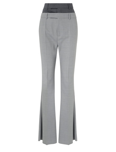 Flare pants Sportmax Lince gray with double belt
