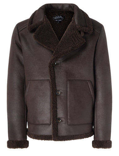 Montone in in shearling ecologico marrone
