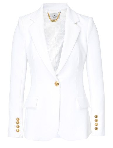 ジャケット ELISABETTA FRANCHI JACKET (GI14351E2 360) Elisabetta Franchi ivory stretch crepe jacket | H-Brands