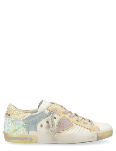 スニーカー PHILIPPE MODEL PARIS PRLDWX33 Sneakers Bianca Rosa E Gialla Sneaker Philippe Model Paris X in pelle bianca, oro e rosa