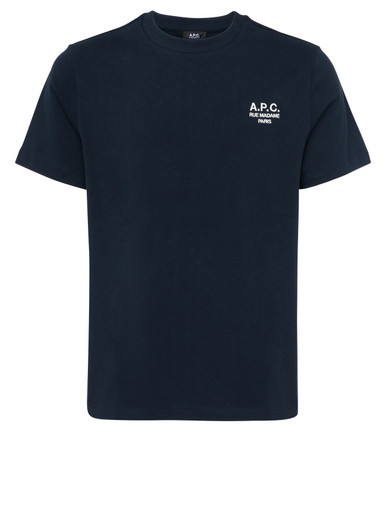 Tシャツ・カットソー A.P.C. SS25 STANDARD T-SHIRT (COHBU M26388 TIQ) T-Shirt A.P.C. in blue cotton with white logo | H-Brands