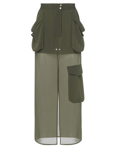 Long skirt Pinko in green georgette | H-Brands
