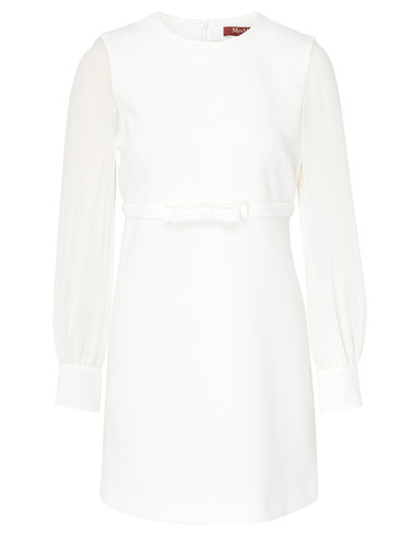 Max Mara Studio Ritmo minidress in white cady with bow | H Max Mara Studio Ritmo minidress in white cady with bow | H