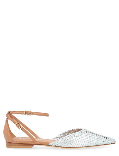 Lella Baldi beige and silver leather sandal | H-Brands