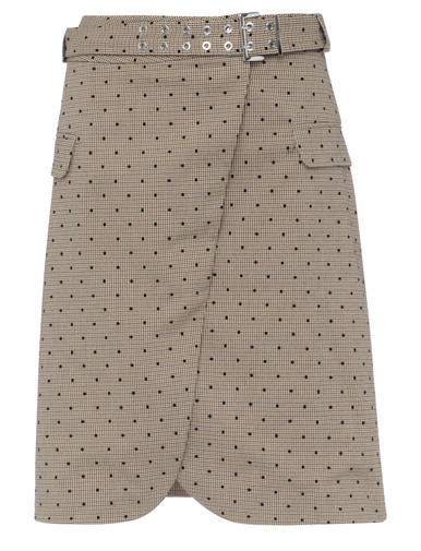 スカート GANNI Woman Skirt Multicolor W0297 177 Ganni Bowed Plaid Skirt in Lenzing brown | H-Brands