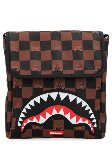 Sprayground/覗き見キャラクターチェックメッセンジャースリング Sprayground Peeking Character Messenger Sling bag in brown