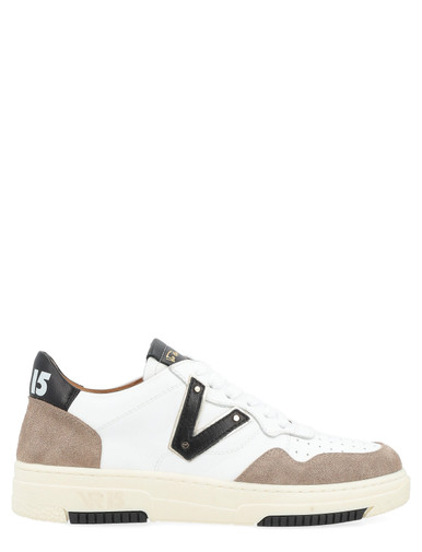 Sneaker bassa Via Roma 15 in pelle bianca con V nera | H-Brands