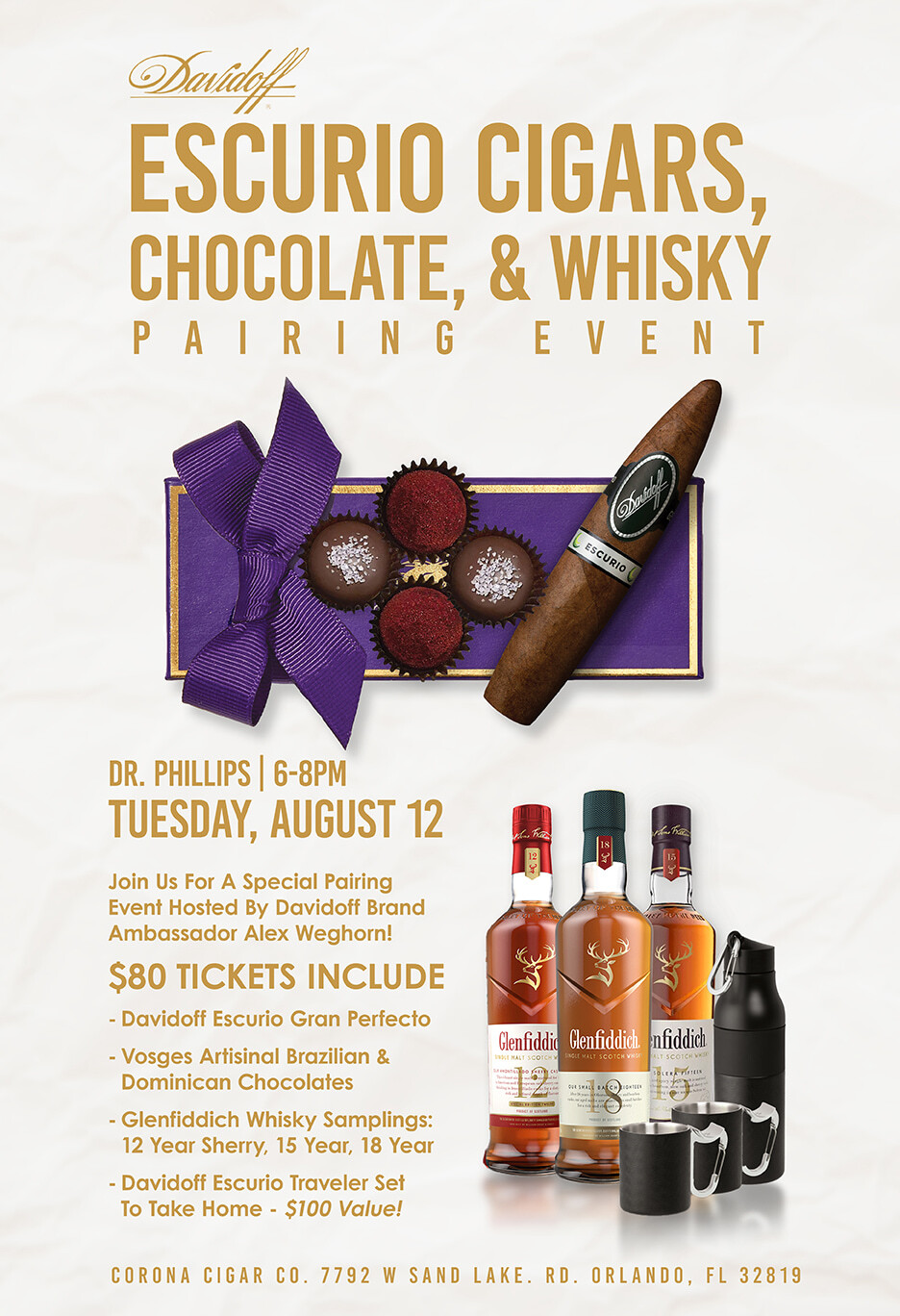 Davidoff Escurio, Chocolate, & Whisky Pairing Event - Dr. Phillips