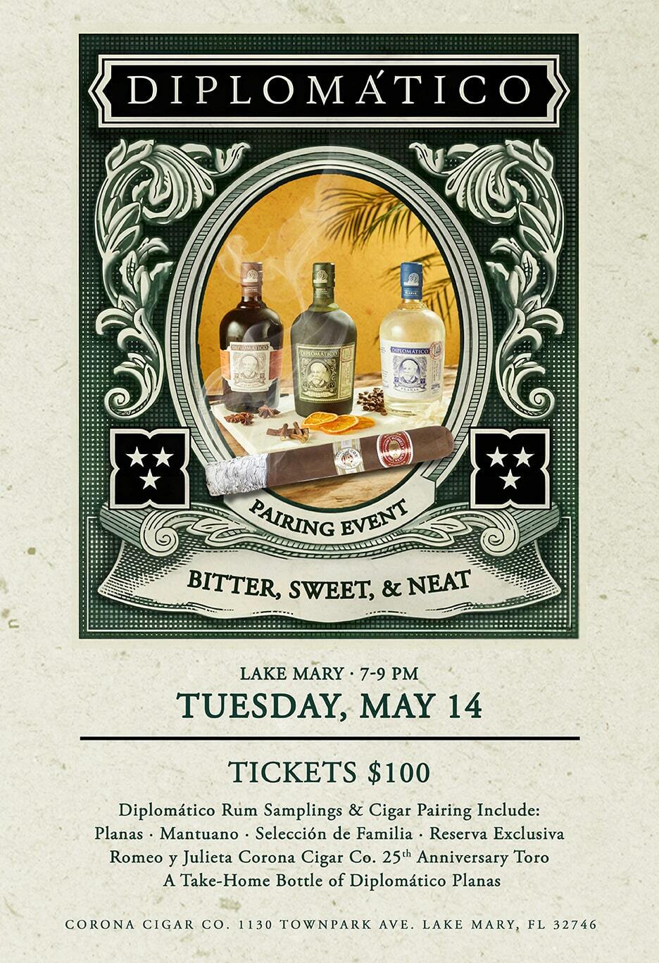 Diplomatico Rum 'Bitter, Sweet and Neat Pairing' Event - Lake Mary/Heathrow