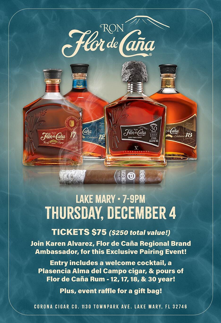 Flor de Cana & Plasencia Pairing Event - Lake Mary/Heathrow