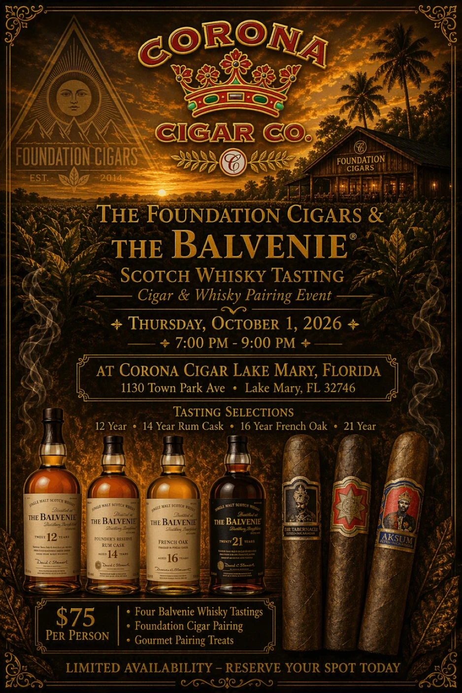 Foundation Cigars & The Balvenie Pairing Event - Lake Mary/Heathrow