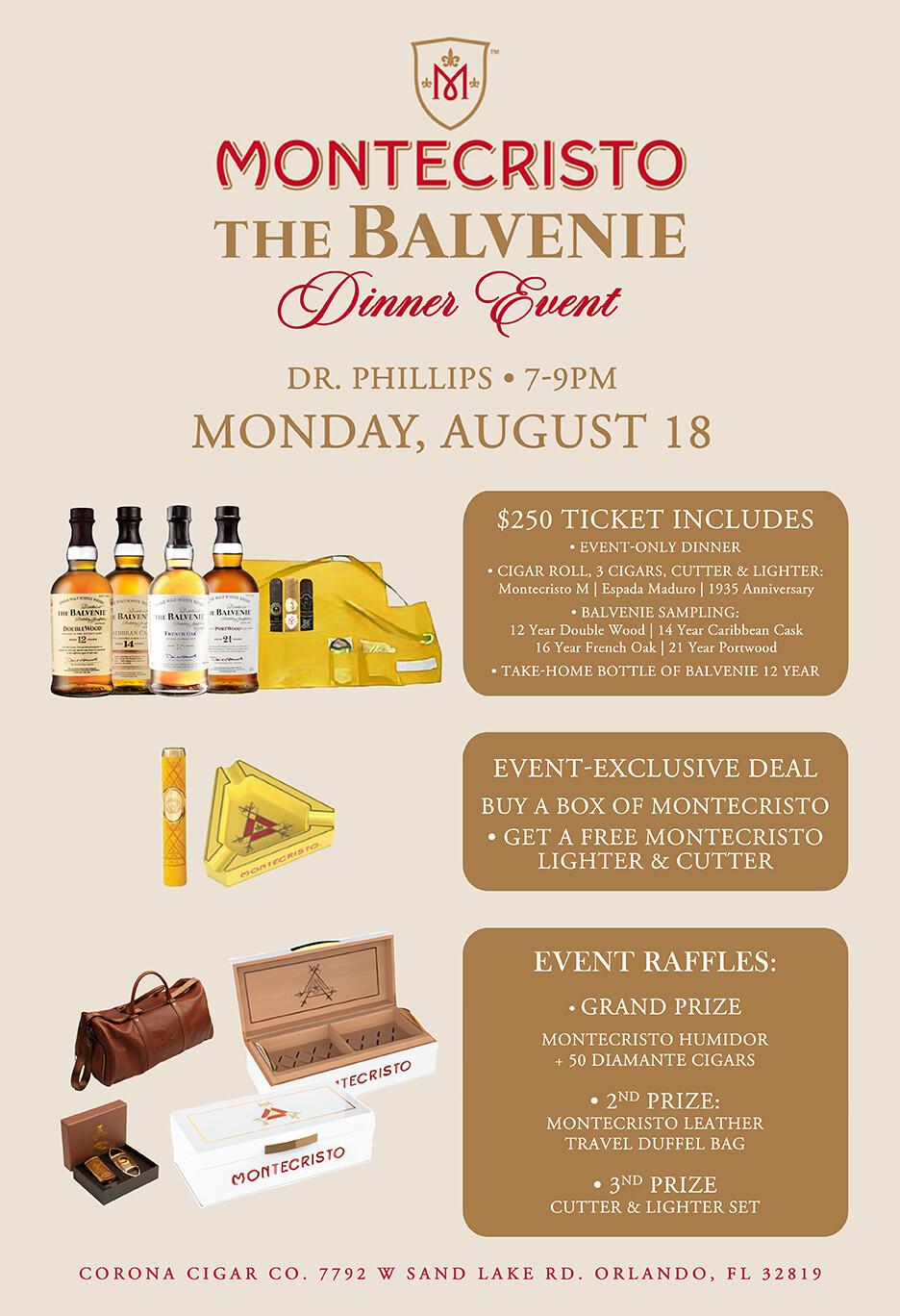 Montecristo M & The Balvenie Pairing & Dinner Event - Dr. Phillips