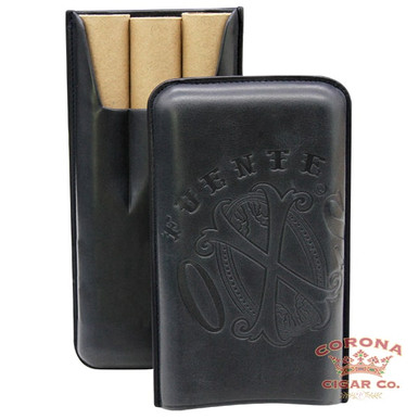 Arturo Fuente OpusX Society Spanish Nobuk Leather 3 Cigar Case - Dark Blue