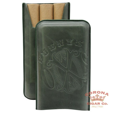 Arturo Fuente OpusX Society Spanish Nobuk Leather 3 Cigar Case - English Green