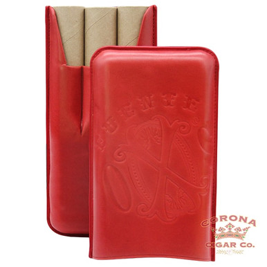 Arturo Fuente OpusX Society Spanish Nobuk Leather 3 Cigar Case - Red