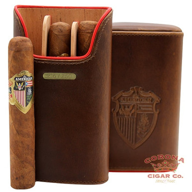 The Show Band 3 Cigar Case - Ostrich Cognac