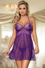 Nuisette violette maille dentelle avec string O/S