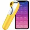 SATISFYER DUAL LOVE VIBRATOR AND SUCTIONER WITH PULSED AIR YELLOW