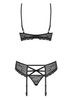 Bra, Garterbelt & Thong Black S/M Medium Obsessive