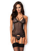 Corset & Thong Black L/XL Large Obsessive