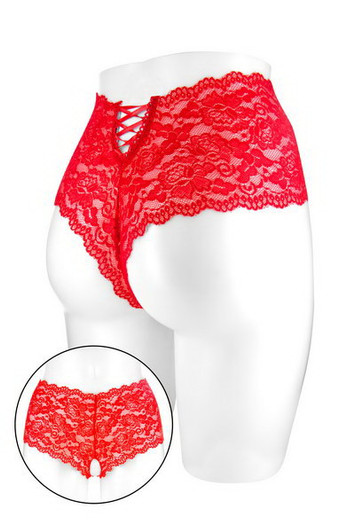 CULOTTE AMANDA OUVERTE EN DENTELLE ROUGE O/S