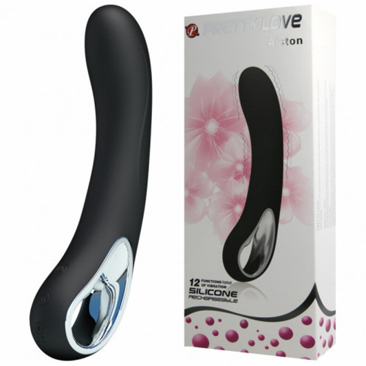 Pretty Love Alston Black rechargeable silicone vibrator 19cm