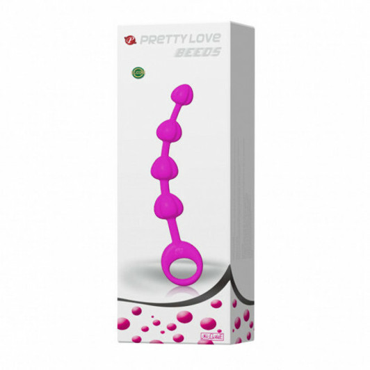 Pretty Love Silicone Anal Beads with handle grip Purple