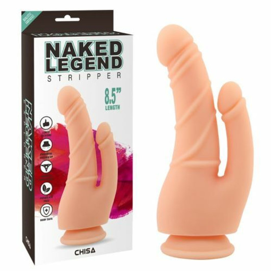 LIQUID SILICONE STRIPPER FLESH DOUBLE DILDO 8.5"                