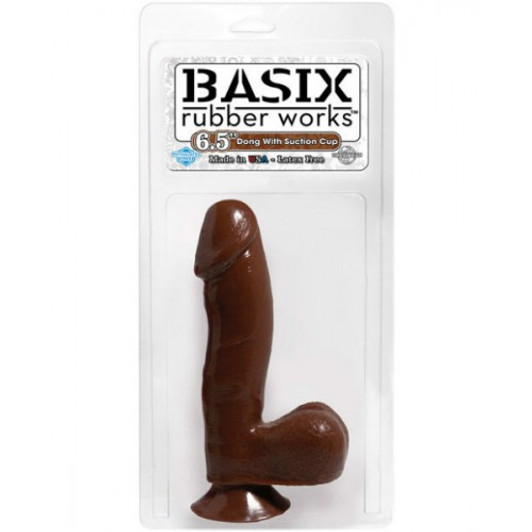 Basix 16.5 cm dong with balls and a suction cup Brownk