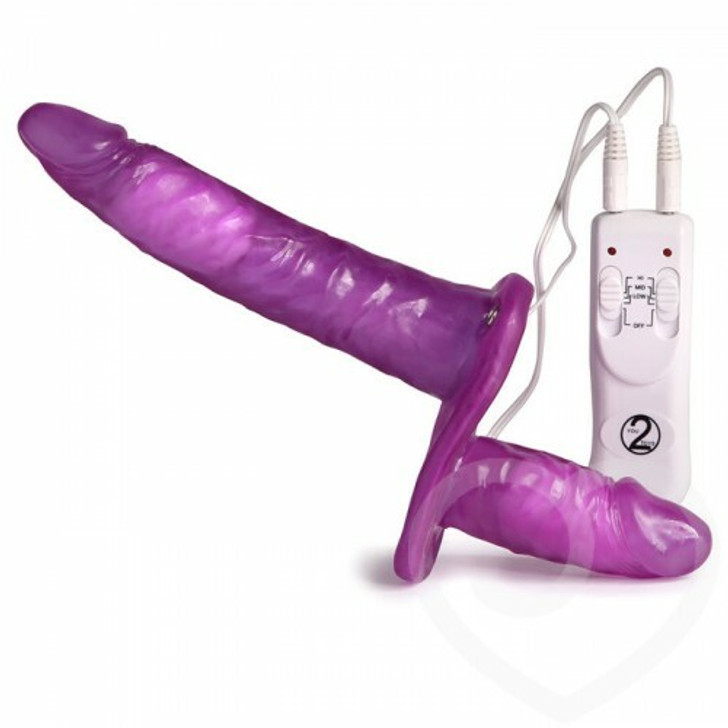 Vibrating Strap on Duo Purple