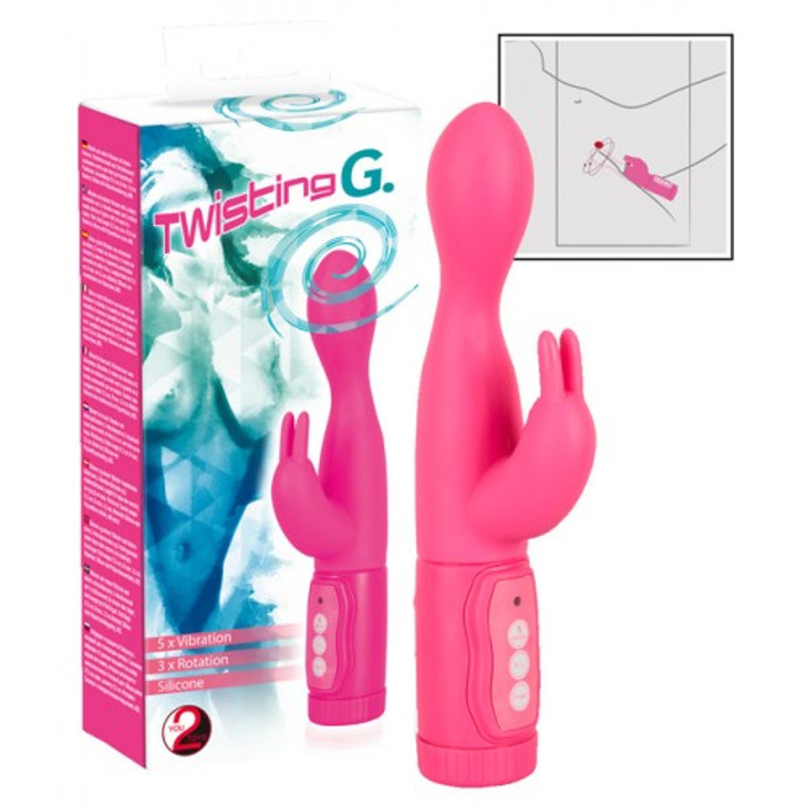 Rabbit vibrator with rotating head for Gspot stimulation