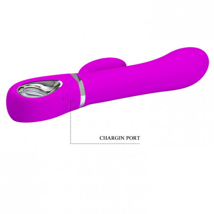 Pretty Love Terrence Liquid Silicone Rotating Head Rabbit -Purple