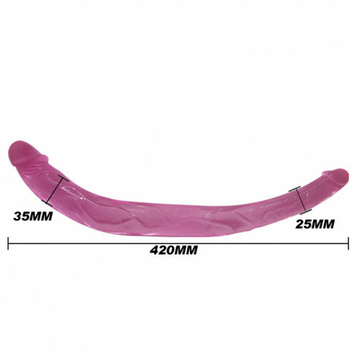 Double Dong Bendable Jelly Soft Pink Dildo 16 inch.