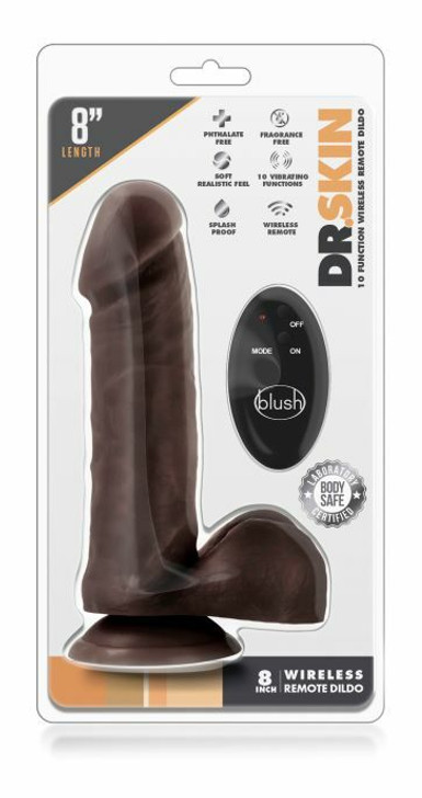 Realistic vibrator in brown colour with 8 “wireless remote control