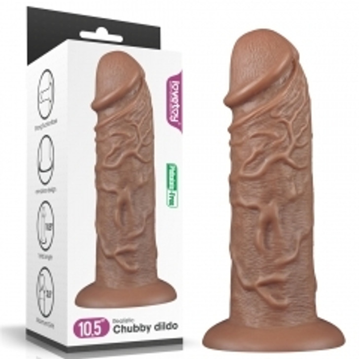 10.5” Realistic Chubby Dildo Brown