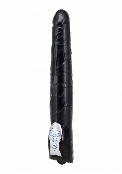 Thrusting realistic black vibrating Dildo