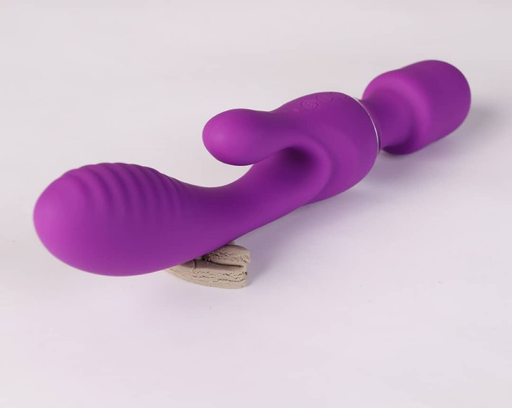 VIBRATOR WITH TRIPLE PLEASURE WAND-RABBIT STIMULATION