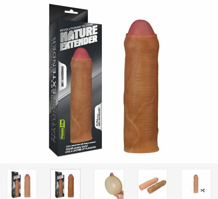 LOVETOY Revolutionary Silicone Nature Extender brown colour -Uncircumcised