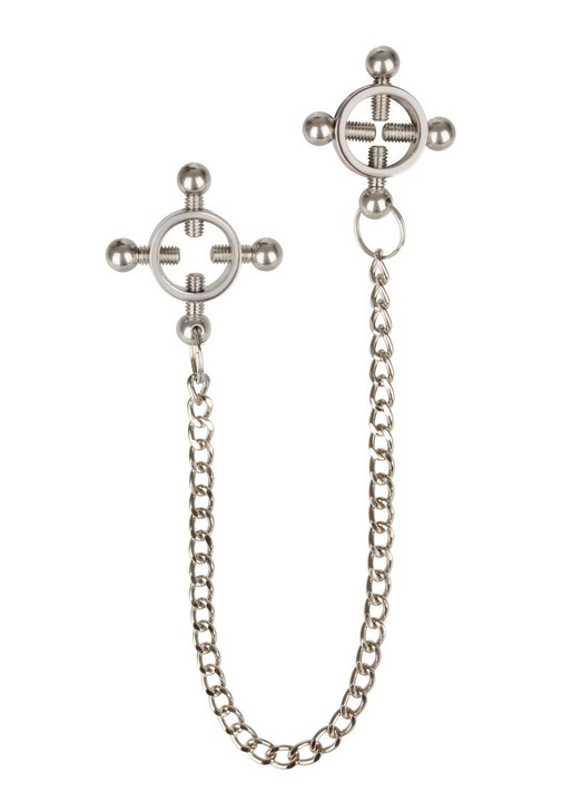 4 Point Nipple Press w Chain Silver