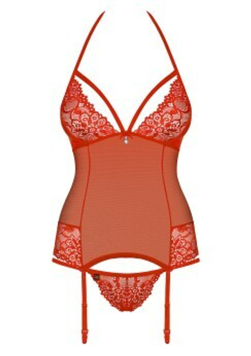 Corset & Thong Red L/XL Large Obsessive