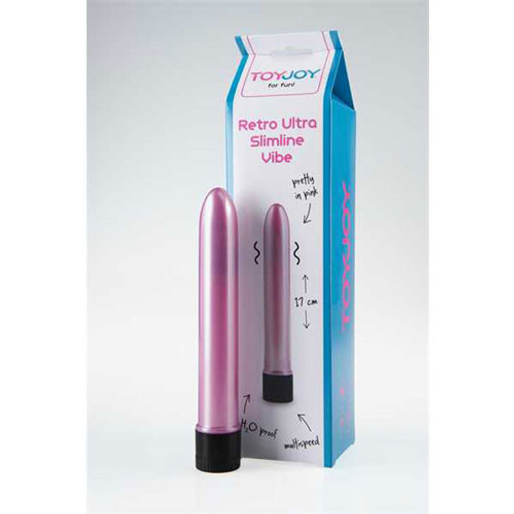 Retro Ultra Slimline Vibrator 17cm Pink 