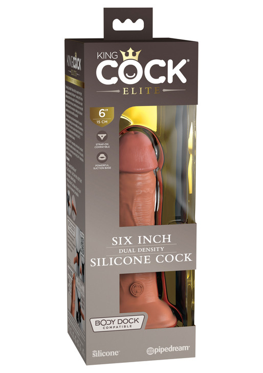 6 Inch 2Density Silicone Cock Caramel