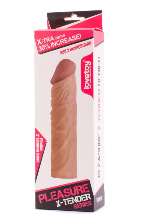 Pleasure X-Tender Penis Sleeve Brown 3  (Add 2 Inches)