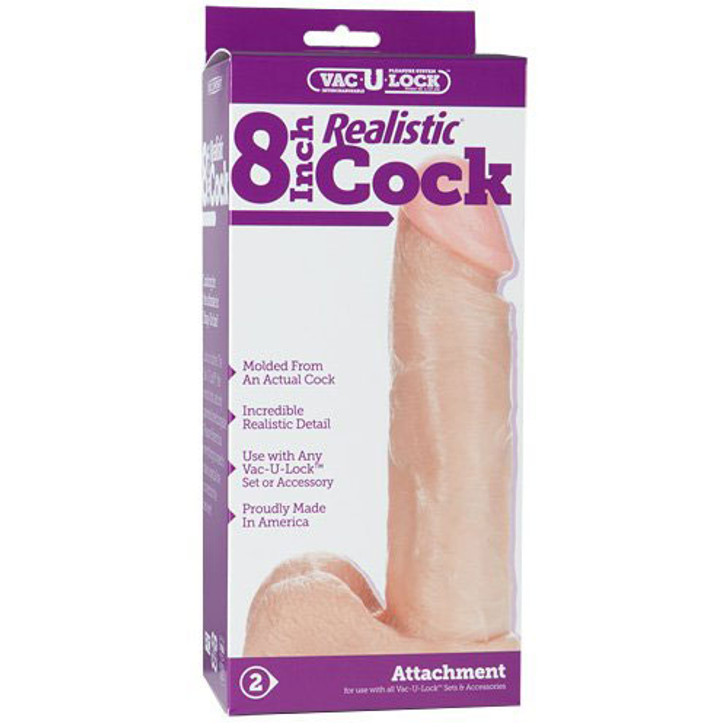 Doc Johnson Vac-U-Lock 8 Inch Realistic Dildo