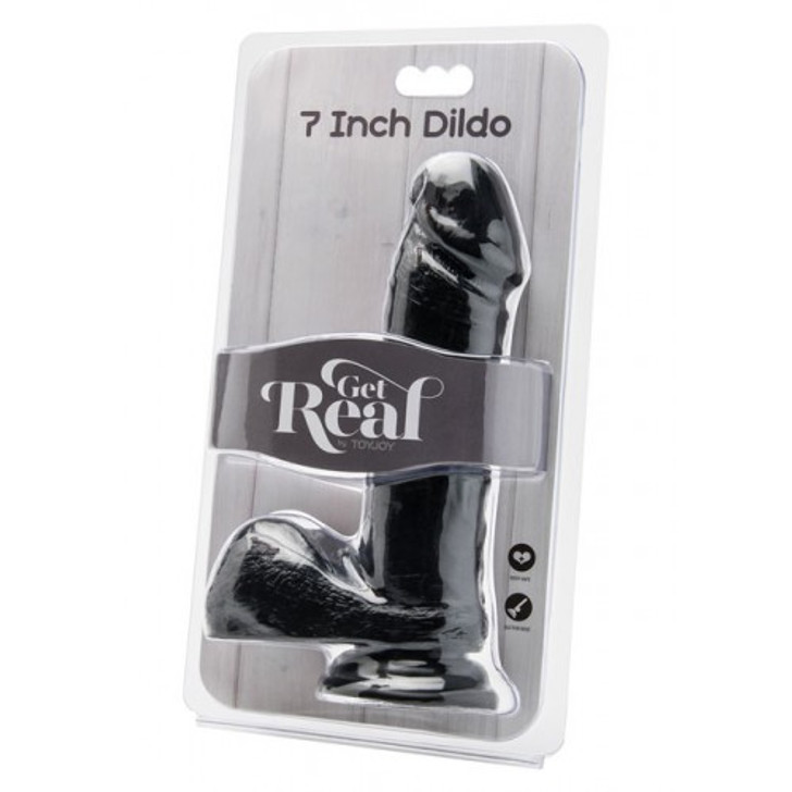 Black cock with balls 7 inch suction cup